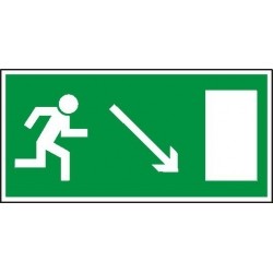 EG-tablice „Kierunek do wyjścia drogi ewakuacyjnej w dół w prawo (znak uzupełniający)”