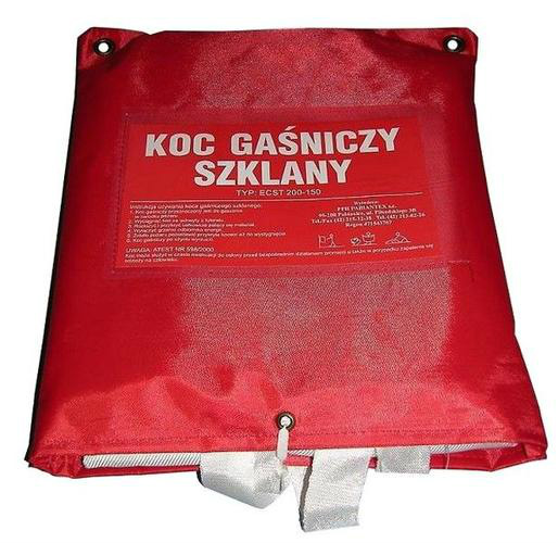 podręczny sprzęt przeciwpożarowy - koc gaśniczy szklany