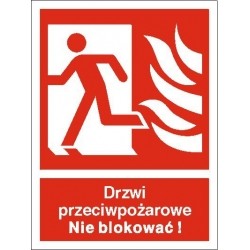 EG-tablice „Drzwi przeciwpożarowe. Nie blokować! (w lewo)”