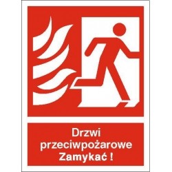 EG-tablice „Drzwi przeciwpożarowe. Zamykać! (w prawo)” pionowa