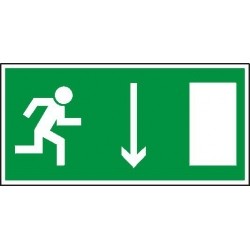 EG-tablice „Kierunek do wyjścia drogi ewakuacyjnej w dół (znak uzupełniający)”