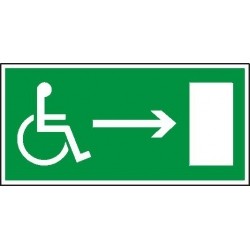 EG-tablice „Kierunek do wyjścia drogi ewakuacyjnej dla niepełnosprawnych w prawo (znak uzupełniający)”
