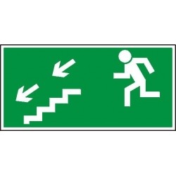 EG-tablice „Kierunek do wyjścia drogi ewakuacyjnej schodami w dół (na lewo)”