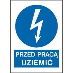 EG-tablice „Przed pracą uziemić” pionowa