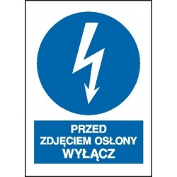 EG-tablice „Przed zdjęciem osłony wyłącz” pionowa