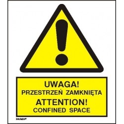 EG-tablice „Uwaga! Przestrzeń zamknięta. Attention! Confined space”