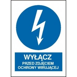 EG-tablice „Wyłącz przed zdjęciem osłony wirującej” pionowa