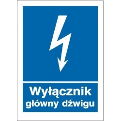 EG-tablice „Wyłącznik główny dźwigu” pionowa