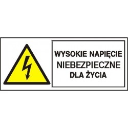 EG-tablice „Wysokie napięcie niebezpieczne dla życia” pozioma
