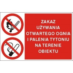 EG-tablice „Zakaz używania otwartego ognia i palenia tytoniu na terenie obiektu”