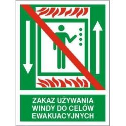 EG-tablice „Zakaz używania windy do celów ewakuacyjnych”