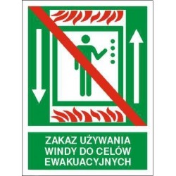 EG-tablice „Zakaz używania windy do celów ewakuacyjnych”
