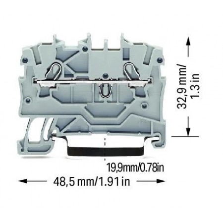 2-przewodowa złączka przelotowa 1mm ² szara