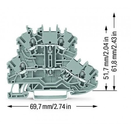 Złączka dwupiętrowa 4-przewodowa 1,00 mm² L/L szara