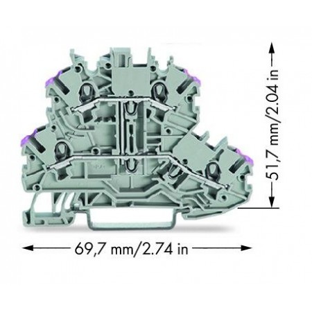 Złączka dwupiętrowa 4-przewodowa 1,00 mm² L szara