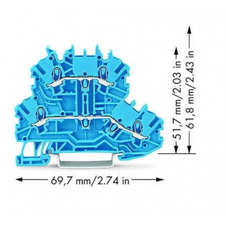 Złączka dwupiętrowa 4-przewodowa 1,00 mm² N WAGO niebieska