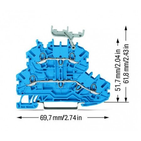 Złączka dwupiętrowa, 4-przewodowa złączka przelotowa 1 mm² niebieska