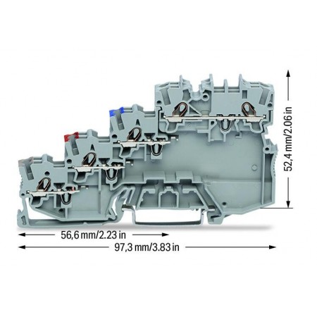 4-piętrowa złączka sygnałowa z PE przez mostek grzebieniowy 1 mm²