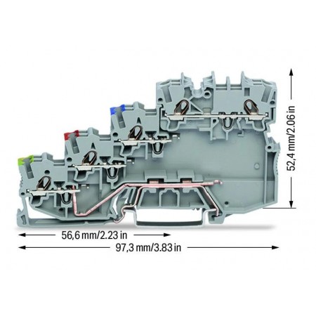 4-piętrowa złączka sygnałowa z przyłączem PE 1 mm²