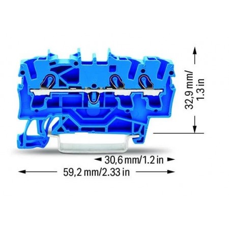3-przewodowa złączka przelotowa do zastosowań Ex e II 2,5 mm² niebieska