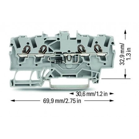 4-przewodowa Złączka do zabudowy elementów z diodą 2,5 mm²