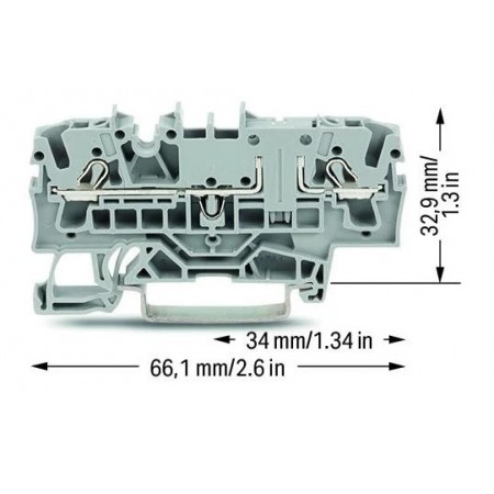 2-przewodowa złączka przelotowa z możliwością pomiaru 2,5 mm² szara