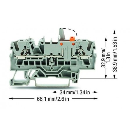 2-przewodowa złączka rozłączalno-pomiarowa 2,50 mm² szara