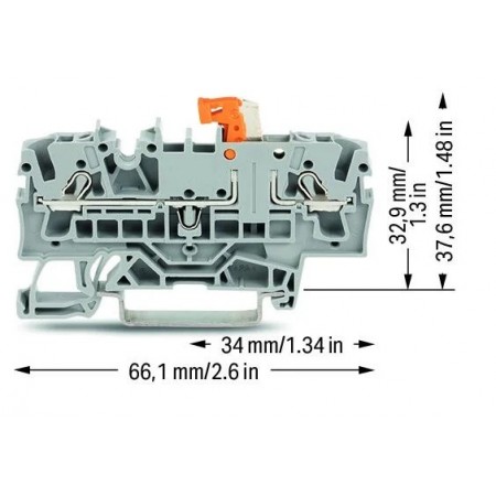 2-przewodowa złączka rozłączalno-pomiarowa 2,5 mm² szara