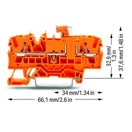 2-przewodowa złączka rozłączalno-pomiarowa 2,5 mm² pomarańczowa