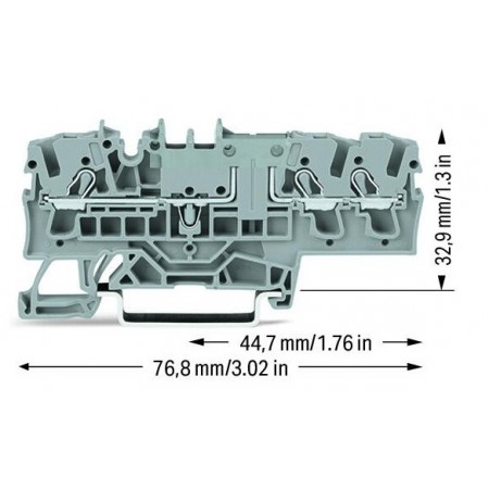 3-przewodowa złączka przelotowa z możliwością pomiaru 2,5 mm² szara