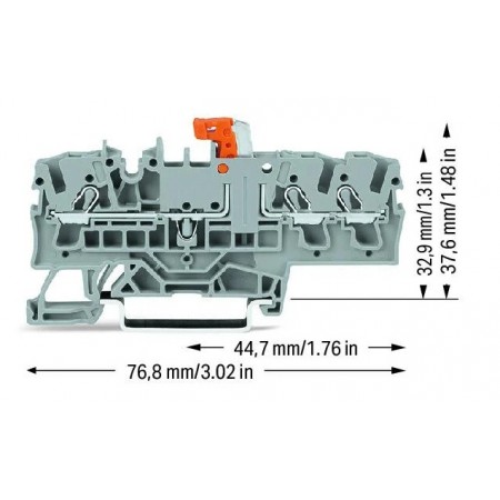 3-przewodowa złączka rozłączalno-pomiarowa 2,50 mm² szara
