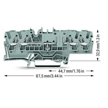 4-przewodowa złączka bazowa na szynę 2,5 mm²