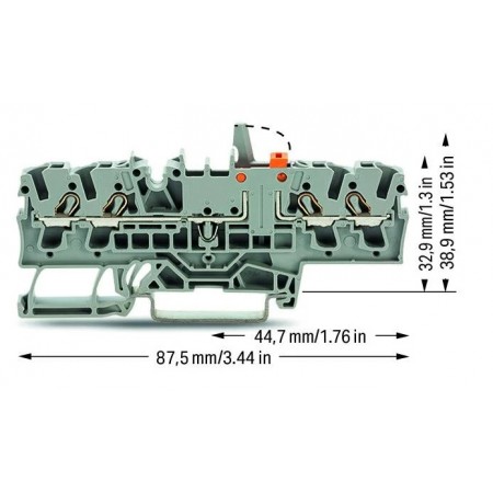 4-przewodowa złączka rozłączalno-pomiarowa 2,50 mm² szara