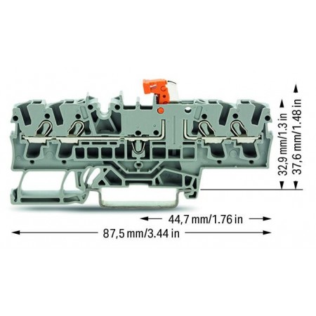 4-przewodowa złączka rozłączalno-pomiarowa 2,5 mm² szara