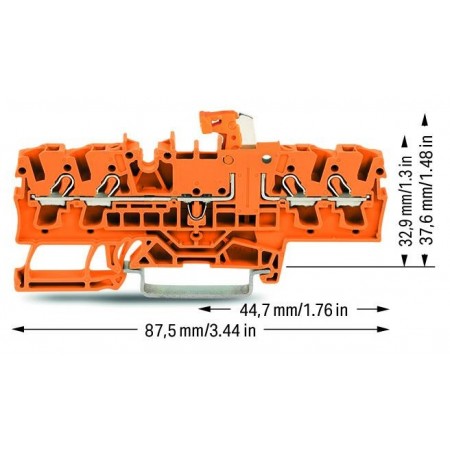 4-przewodowa złączka rozłączalno-pomiarowa 2,5 mm² pomarańczowa