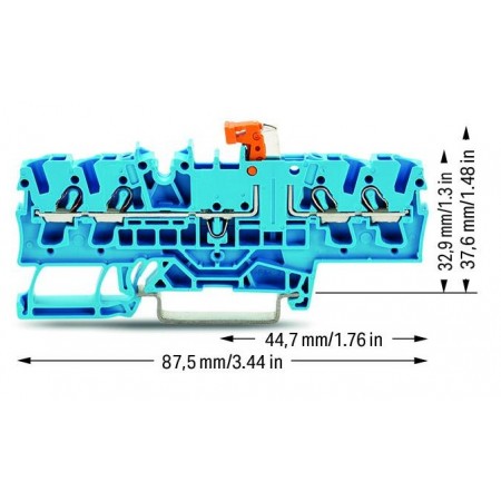 4-przewodowa złączka rozłączalno-pomiarowa 2,5 mm² niebieska