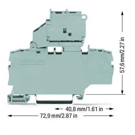 2-przewodowa złączka bezpiecznikowa z uchylną podstawką bezpiecznika z dodatkowym mostkowaniem 2,5 mm²