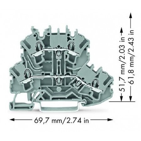 Złączka dwupiętrowa, 4-przewodowa złączka przelotowa 2,5 mm² L/L