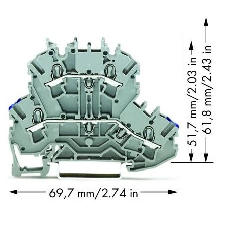 Złączka dwupiętrowa, 4-przewodowa złączka przelotowa 2,5 mm² N/L