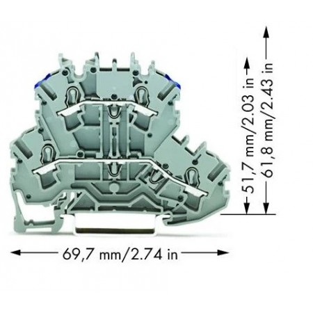Złączka dwupiętrowa, 4-przewodowa złączka przelotowa 2,5 mm² L/N