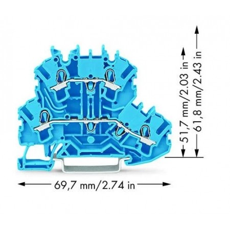 Złączka dwupiętrowa, 4-przewodowa złączka przelotowa 2,5 mm² N/N