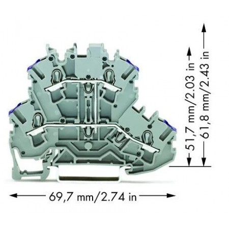Złączka dwupiętrowa, 4-przewodowa złączka przelotowa 2,5 mm² L