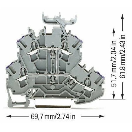 Złączka dwupiętrowa 4-przewodowa złączka przelotowa szara