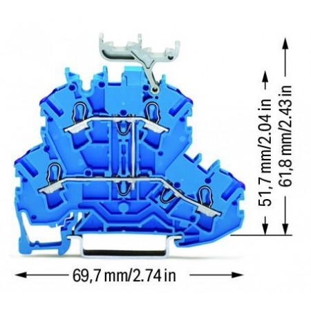 Złączka dwupiętrowa 4-przewodowa złączka przelotowa niebieska