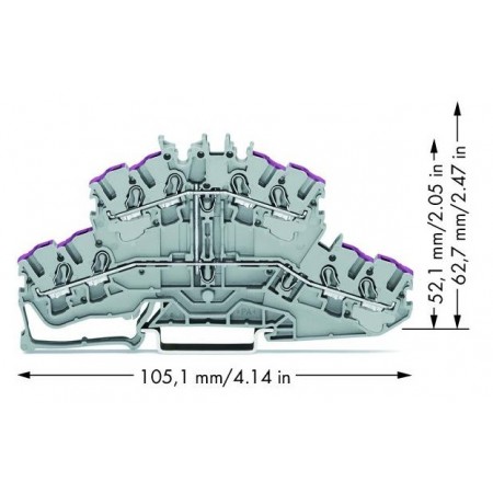 Dwupiętrowa złączka 4-przewodowa 2,5 mm²