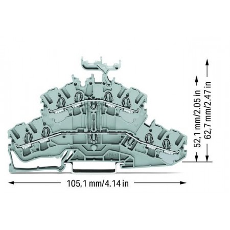 Dwupiętrowa złączka 4-przewodowa 2,5 mm²