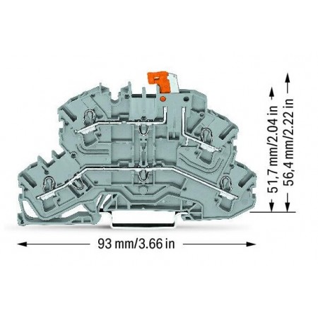 Dwupiętrowa złączka rozłączalna z uchylnym łącznikiem nożowym 2,5 mm²