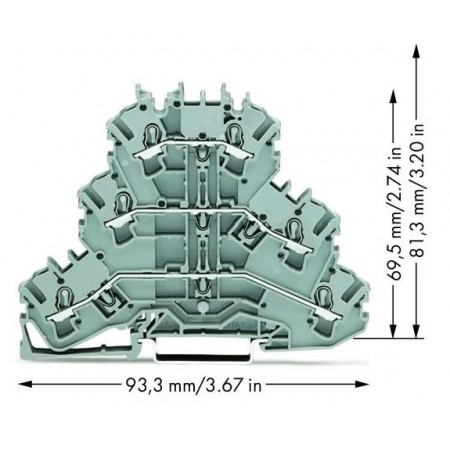 Złączka trzypiętrowa 6-przewodowa przelotowa L/L/L 2,5 mm²
