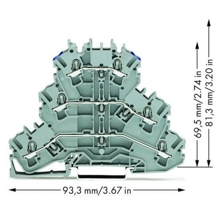 Złączka trzypiętrowa 6-przewodowa przelotowa L/L/N 2,5 mm²