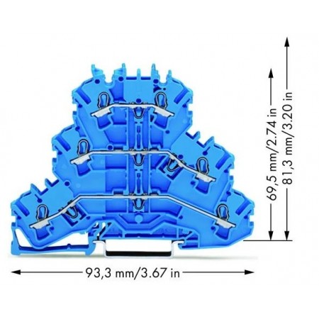 Złączka trzypiętrowa 6-przewodowa przelotowa N/N/N 2,5 mm²